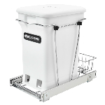 Product: Bottom Mount Chrome Wire Compost Pull-Outs w/Full Extension Slides - Single Compo+ 24 Quart Bin, White
