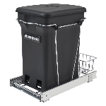 Product: Bottom Mount Chrome Wire Compost Pull-Outs w/Full Extension Slides - Single Compo+ 24 Quart Bin, Black