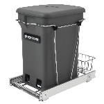 Product: Bottom Mount Chrome Wire Compost Pull-Outs w/Full Extension Slides - Single Compo+ 24 Quart Bin, Orion Gray