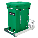 Product: Bottom Mount Chrome Wire Compost Pull-Outs w/Full Extension Slides - Single Compo+ 24 Quart Bin, Green