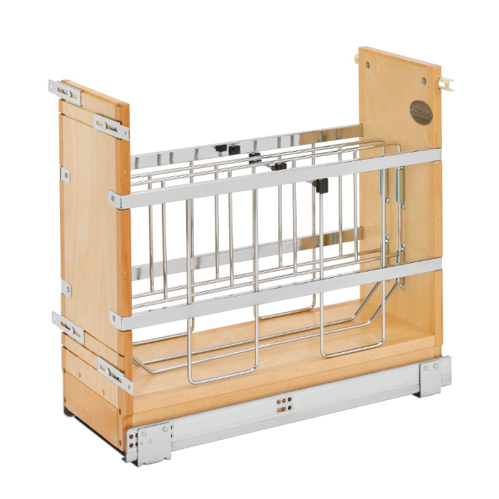 Rev-A-Shelf 7-1/4 Inch Width Wood Pull-Out Base Organizer with Blumotion  Soft-Close Slides for Frameless Kitchen Base Cabinets, Natural, Min. Cabinet  Opening: 7 W x 21-3/4 D x 25-5/8 H 448-BCSC-6C