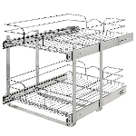 Product: Base Cabinet Pull-Out Systems with Standard Close - Pot and Pan Open Two-Tier Shelf Pull-Out Systems